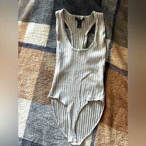 Gray Ribbed Sleeveless Bodysuit Forever21 size Small